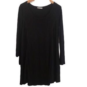 LUSH Tunic Dress Ribbed Crew Neck in Charcoal